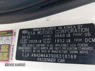 2013 Kia Rio LX with VIN KNADM4A39D6318169, listed as a IAAI auction lot 42063285 with 138,272 mi miles and . Bid and sale history available at DreamBid. Image 9.