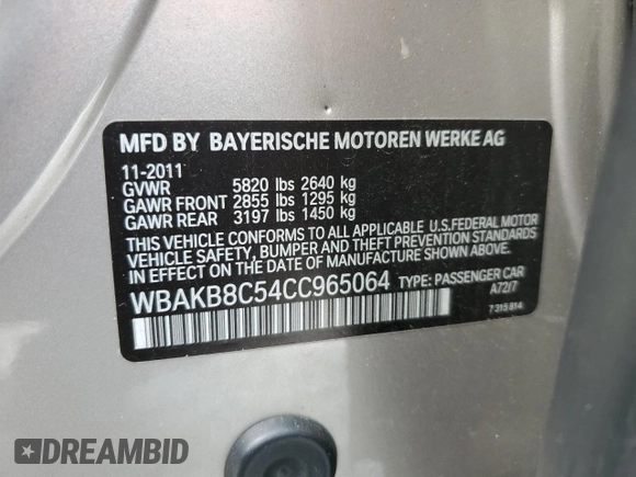 2012 BMW 7 Series 750Li с VIN WBAKB8C54CC965064, выставлен на аукционе Copart как лот 46308795 с пробегом 103 301 миль миль и Списание • Salvage title. История ставок и продаж доступна на DreamBid. Изображение 12.
