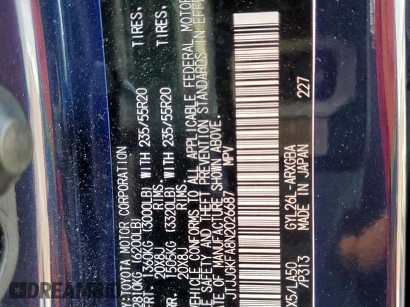 2022 Lexus RX 450hL Luxury with VIN JTJJGKFA8N2026687, listed as a Copart auction lot 66439125 with 39,177 mi miles and Salvage title. Bid and sale history available at DreamBid. Image 12.