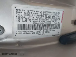 2000 Toyota Camry CE with VIN JT2BG22K8Y0509997, listed as a IAAI auction lot 41902781 with 221,991 mi miles. Bid and sale history available at carsss.com. Image 9.