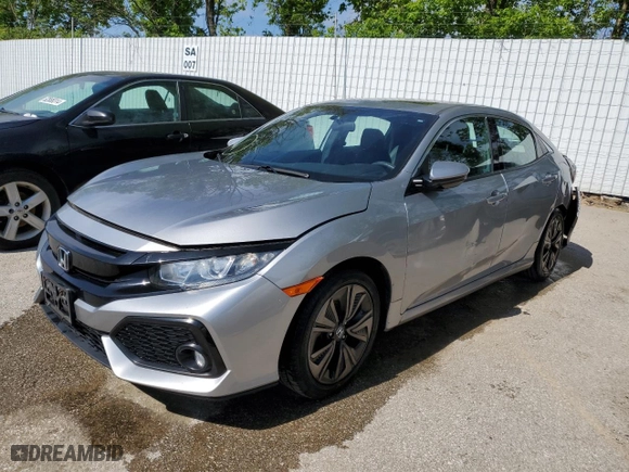 2018 Honda Civic Hatchback EX with VIN SHHFK7H58JU232084, listed as a Copart auction lot 52212614 with 70,834 mi miles and Salvage Title. Bid and sale history available at carsss.com. Image 1.
