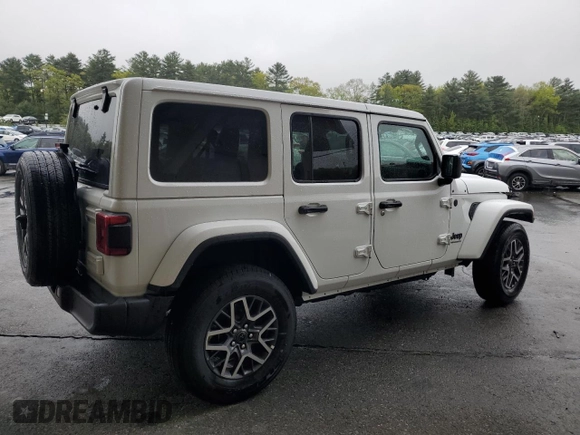 2025 Jeep Wrangler Sahara z VIN 1C4PJXEN6SW546780, wystawiony jako Copart lot #55800685 z przebiegiem 6 063 mil mil oraz Czysty tytuł • Clean title. Historia ofert i sprzedaży dostępna na DreamBid. Obrazek 3.