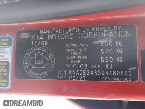 2009 Kia Rio LX with VIN KNADE243596480661, listed as a Copart auction lot 87673065 with 128,733 mi miles and Clean Title. Bid and sale history available at carsss.com. Image 12.
