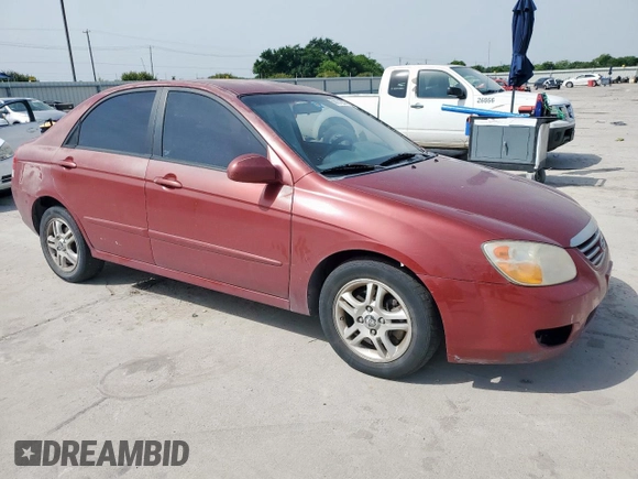 2007 Kia Spectra EX with VIN KNAFE122475378574, listed as a Copart auction lot 56921925 with 142,268 mi miles and Salvage title. Bid and sale history available at DreamBid. Image 4.