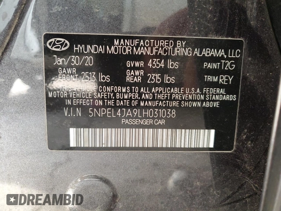 2020 Hyundai Sonata SEL z VIN 5NPEL4JA9LH031038, wystawiony jako Copart lot #52035705 z przebiegiem 48 004 mil mil oraz Nie do naprawy. Historia ofert i sprzedaży dostępna na DreamBid. Obrazek 13.