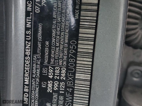 2015 Mercedes-Benz C-Class C 300 with VIN 55SWF4JBXFU087950, listed as a Copart auction lot 52254375 with 102,622 mi miles and Salvage Title. Bid and sale history available at carsss.com. Image 13.