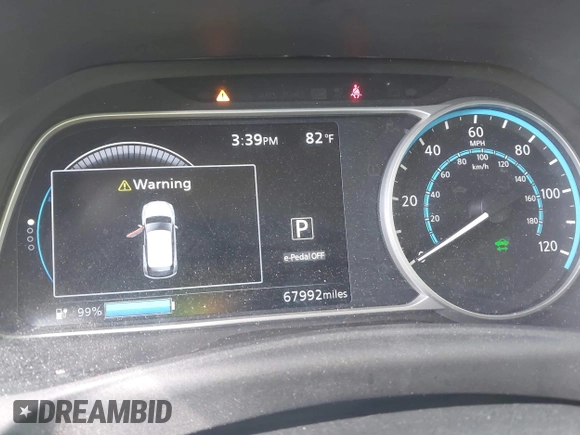 2019 Nissan LEAF SV z VIN 1N4AZ1CP7KC303423, wystawiony jako IAAI lot #42217532 z przebiegiem 67 992 mil mil oraz . Historia ofert i sprzedaży dostępna na DreamBid. Obrazek 19.