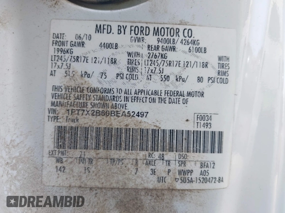 2011 Ford F-250 XL с VIN 1FT7X2B60BEA52497, выставлен на аукционе IAAI как лот 42223000 с пробегом 231 094 миль миль и . История ставок и продаж доступна на DreamBid. Изображение 9.