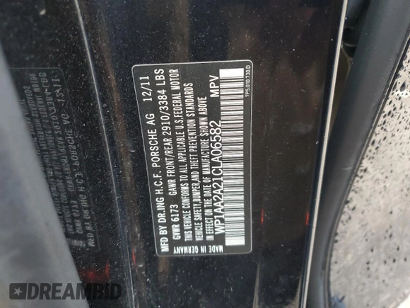 2012 Porsche Cayenne with VIN WP1AA2A21CLA06582, listed as a Copart auction lot 52546435 with 165,731 mi miles and Clean title. Bid and sale history available at DreamBid. Image 15.