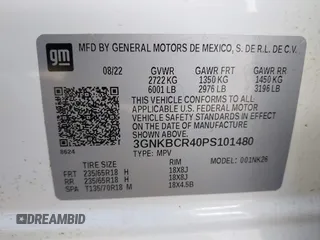 2023 Chevrolet Blazer LT z VIN 3GNKBCR40PS101480, wystawiony jako IAAI lot #41833476 z przebiegiem 44 161 mil mil oraz . Historia ofert i sprzedaży dostępna na DreamBid. Obrazek 9.