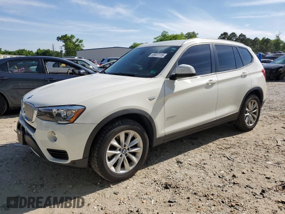 2017 BMW X3 sDrive28i with VIN 5UXWZ7C50H0U45400, listed as a Copart auction lot 53637115 with 86,555 mi miles and Salvage Title. Bid and sale history available at DreamBid. Image 1.