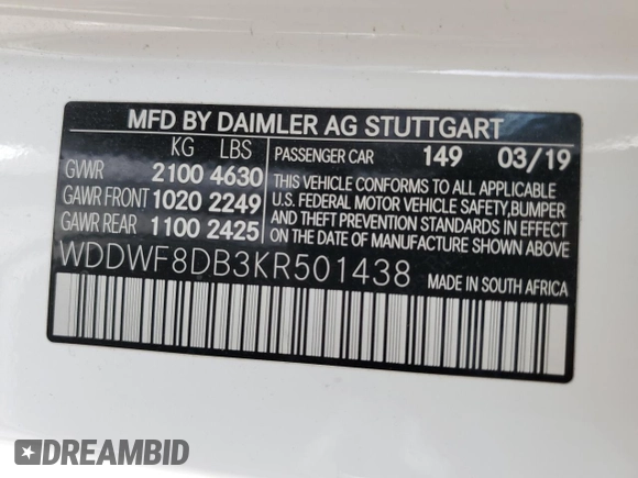 2019 Mercedes-Benz C 300 z VIN WDDWF8DB3KR501438, wystawiony jako Copart lot #51296765 z przebiegiem 50 710 mil mil oraz Szkoda całkowita • Salvage title. Historia ofert i sprzedaży dostępna na DreamBid. Obrazek 12.