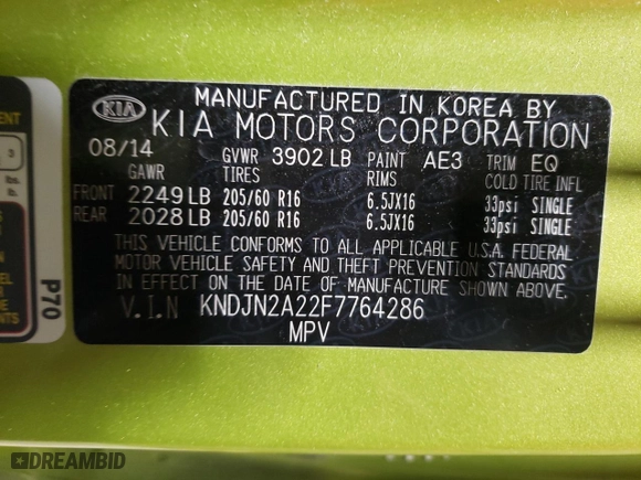 2015 Kia Soul with VIN KNDJN2A22F7764286, listed as a Copart auction lot 50786205 with 33,921 mi miles and Salvage Title. Bid and sale history available at carsss.com. Image 13.