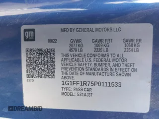 2023 Chevrolet Camaro LT1 with VIN 1G1FF1R75P0111533, listed as a IAAI auction lot 41442120 with 14,916 mi miles and . Bid and sale history available at DreamBid. Image 9.