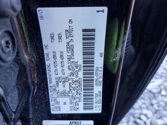2016 Toyota Tundra 4WD Truck SR with VIN 5TFUY5F12GX505515, listed as a Copart auction lot 83606444 with 115,238 mi miles and Salvage Title. Bid and sale history available at carsss.com. Image 15.