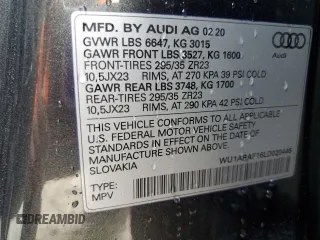 2020 Audi RS Q8 z VIN WU1ARAF16LD020446, wystawiony jako Copart lot #43275034 z przebiegiem Nie podano mil oraz . Historia ofert i sprzedaży dostępna na DreamBid. Obrazek 13.