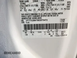 2011 Ford F-250 XL с VIN 1FT7X2B67BEB75472, выставлен на аукционе Copart как лот 61423715 с пробегом 102 096 миль миль и Чистый • Clean title. История ставок и продаж доступна на DreamBid. Изображение 12.