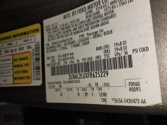 2015 Lincoln MKZ Hybrid with VIN 3LN6L2LUXFR625229, listed as a IAAI auction lot 41723225 with 107,171 mi miles. Bid and sale history available at carsss.com. Image 9.