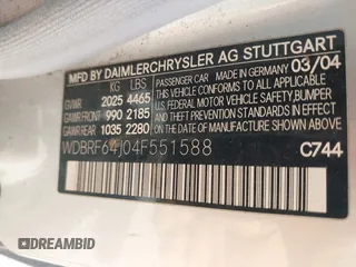 2004 Mercedes-Benz C 320 with VIN WDBRF64J04F551588, listed as a IAAI auction lot 41971774 with 184,594 mi miles and . Bid and sale history available at DreamBid. Image 9.
