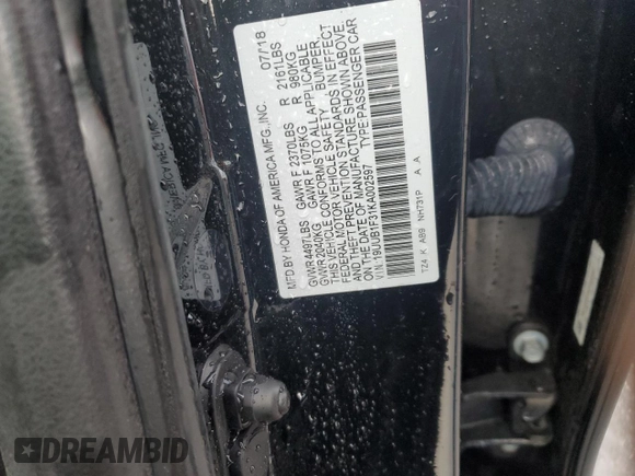2019 Acura TLX with VIN 19UUB1F31KA002597, listed as a Copart auction lot 86573334 with 86,033 mi miles and Salvage Title. Bid and sale history available at carsss.com. Image 14.