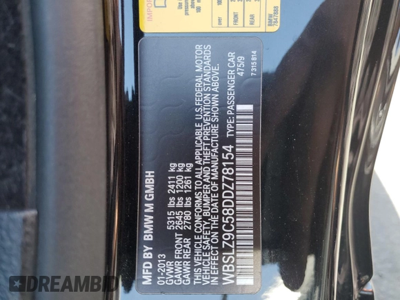 2013 BMW M6 с VIN WBSLZ9C58DDZ78154, выставлен на аукционе Copart как лот 50434845 с пробегом 66 983 миль миль и Списание • Salvage title. История ставок и продаж доступна на DreamBid. Изображение 13.