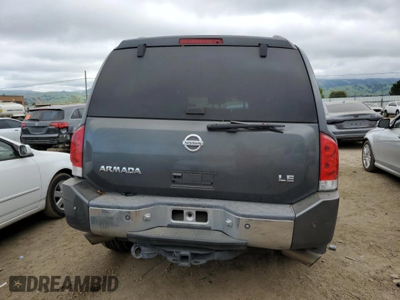 2006 Nissan Armada LE z VIN 5N1AA08A76N703892, wystawiony jako Copart lot #50604815 z przebiegiem 252 274 mil mil oraz Szkoda całkowita • Salvage title. Historia ofert i sprzedaży dostępna na DreamBid. Obrazek 6.