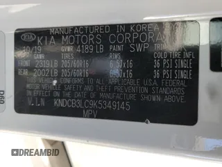 2019 Kia Niro LX with VIN KNDCB3LC9K5349145, listed as a Copart auction lot 44247095 with 94,258 mi miles and Salvage Title. Bid and sale history available at carsss.com. Image 16.