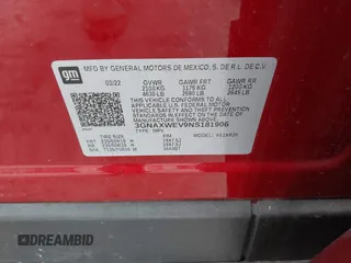 2022 Chevrolet Equinox RS with VIN 3GNAXWEV9NS181906, listed as a IAAI auction lot 42257280 with 44,492 mi miles and . Bid and sale history available at DreamBid. Image 9.