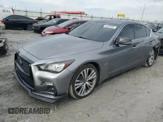 2018 Infiniti Q50 3.0t LUXE with VIN JN1EV7AR0JM436373, listed as a Copart auction lot 46255095 with 56,046 mi miles and Salvage Title. Bid and sale history available at carsss.com. Image 1.