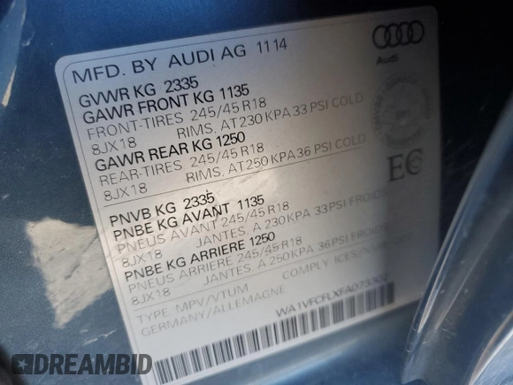 2015 Audi allroad A6 V8 with VIN WA1VFCFLXFA073302, listed as a Copart auction lot 46307054 with 146,375 mi miles and . Bid and sale history available at DreamBid. Image 12.