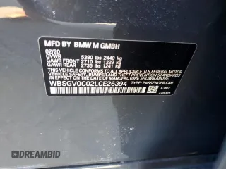 2020 BMW M8 with VIN WBSGV0C02LCE26394, listed as a Copart auction lot 46100865 with 52,713 mi miles and Salvage Title. Bid and sale history available at carsss.com. Image 14.