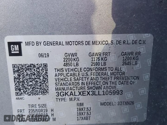 2020 GMC Terrain Denali z VIN 3GKALXEX3LL105993, wystawiony jako Copart lot #49669035 z przebiegiem 115 274 mil mil oraz Szkoda całkowita • Salvage title. Historia ofert i sprzedaży dostępna na DreamBid. Obrazek 15.