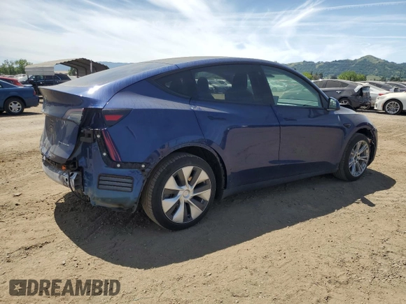 2021 Tesla Model Y Long Range with VIN 5YJYGDEE7MF114420, listed as a Copart auction lot 53889365 with 74,363 mi miles and Salvage Title. Bid and sale history available at DreamBid. Image 3.