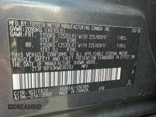 2019 Toyota RAV4 LE with VIN 2T3F1RFV3KW036293, listed as a Copart auction lot 65274055 with 170,563 mi miles and Clean title. Bid and sale history available at DreamBid. Image 10.