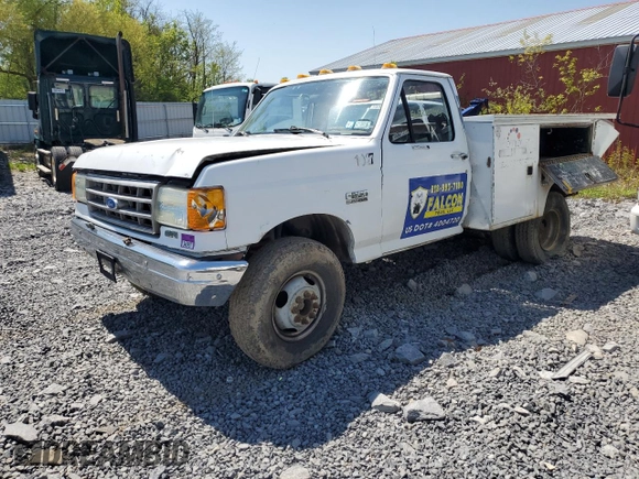 1991 Ford F-350 with VIN 1FDKF37HXMNA60280, listed as a Copart auction lot 56526745 with 53,953 mi miles and Salvage title. Bid and sale history available at DreamBid. Image 1.