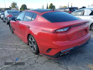 2020 Kia Stinger GT-Line with VIN KNAE15LA6L6081184, listed as a IAAI auction lot 41587668 with 52,168 mi miles. Bid and sale history available at carsss.com. Image 3.