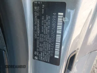 2007 BMW 6 Series 650i with VIN WBAEK13527CN80984, listed as a IAAI auction lot 41678742 with 110,278 mi miles. Bid and sale history available at carsss.com. Image 9.