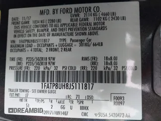 2018 Ford Mustang EcoBoost Premium with VIN 1FATP8UH8J5111817, listed as a IAAI auction lot 42426428 with 63,358 mi miles and . Bid and sale history available at DreamBid. Image 9.