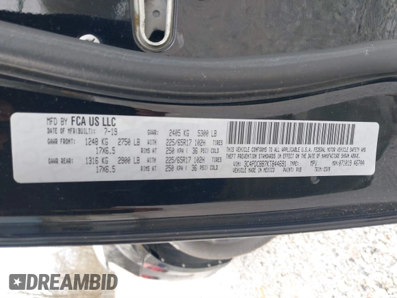 2019 Dodge Journey SE with VIN 3C4PDCBB7KT844691, listed as a IAAI auction lot 41784711 with 107,000 mi miles and . Bid and sale history available at DreamBid. Image 9.
