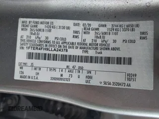 2020 Ford Ranger XL с VIN 1FTER4FH9LLA24378, выставлен на аукционе IAAI как лот 42221417 с пробегом 90 748 миль миль и . История ставок и продаж доступна на DreamBid. Изображение 9.
