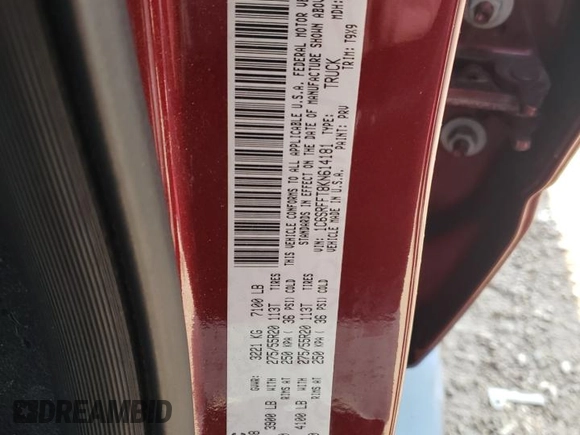 2019 Ram 1500 Big Horn z VIN 1C6SRFFT8KN614181, wystawiony jako Copart lot #59355085 z przebiegiem 125 995 mil mil oraz Szkoda całkowita • Salvage title. Historia ofert i sprzedaży dostępna na DreamBid. Obrazek 12.