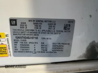 2013 GMC Acadia Denali with VIN 1GKKVTKD4DJ187193, listed as a Copart auction lot 50243675 with 188,214 mi miles and Salvage Title. Bid and sale history available at carsss.com. Image 13.