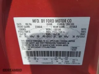 2007 Ford Escape Limited with VIN 1FMCU04117KA67060, listed as a Copart auction lot 78169454 with 134,663 mi miles and Salvage Title. Bid and sale history available at carsss.com. Image 13.