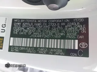 2021 Toyota Prius LE with VIN JTDKAMFP2M3177459, listed as a IAAI auction lot 42093828 with 65,501 mi miles and . Bid and sale history available at DreamBid. Image 9.