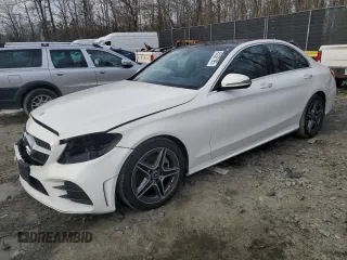 2021 Mercedes-Benz C 300 with VIN W1KWF8EB5MR652329, listed as a Copart auction lot 45232195 with 45,570 mi miles and Salvage Title. Bid and sale history available at carsss.com. Image 1.