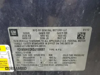 2013 GMC Acadia SLE with VIN 1GKKVNED6DJ158687, listed as a Copart auction lot 55075165 with 164,426 mi miles and Salvage Title. Bid and sale history available at carsss.com. Image 13.