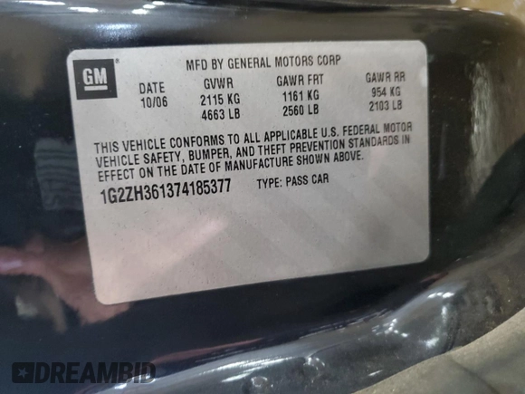2007 Pontiac G6 GT with VIN 1G2ZH361374185377, listed as a Copart auction lot 61069995 with 112,130 mi miles and Non repairable. Bid and sale history available at DreamBid. Image 13.