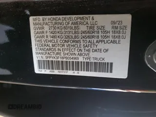 2023 Honda Ridgeline Sport z VIN 5FPYK3F18PB054969, wystawiony jako Copart lot #41437045 z przebiegiem 11 478 mil mil oraz Szkoda całkowita • Salvage title. Historia ofert i sprzedaży dostępna na DreamBid. Obrazek 14.