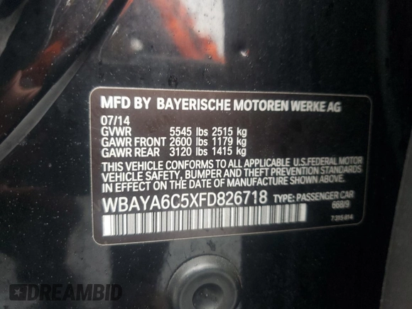 2015 BMW 7 Series 740i with VIN WBAYA6C5XFD826718, listed as a Copart auction lot 86762994 with 181,475 mi miles and Clean title. Bid and sale history available at DreamBid. Image 12.