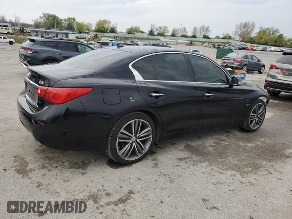2014 Infiniti Q50 Premium with VIN JN1BV7AR1EM702315, listed as a Copart auction lot 51232075 with 141,429 mi miles and Salvage Title. Bid and sale history available at DreamBid. Image 3.